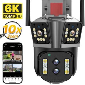 Nouvelle caméra IP WIFI HD ue 6K 16MP 10X Zoom hybride suivi automatique caméra PTZ extérieure Quad lentille Triple écran caméra de sécurité enregistreur de sécurité à domicile