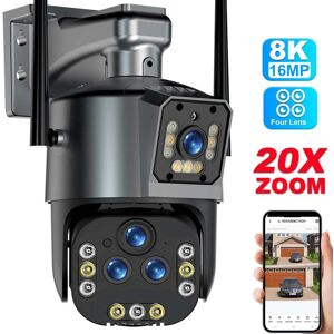 Caméra IP Wifi 16MP 8K Zoom 20X caméra de sécurité extérieure sans fil à quatre objectifs PTZ 360 Protection de sécurité à domicile intelligente CCTV Wifi Surveillance Cameras