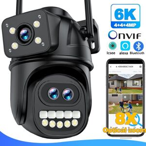 12MP 6K WiFi IP Camera Outdoor 8X Zoom Three Lens Dual Screen Home Security Camera Auto Tracking Mini  CCTV WiFi Surveillance