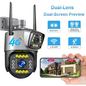 4G/WiFi IP Camera 8MP 4K Dual Screen Camara Monitor Smart Home Outdoor Waterproof PTZ CCTV Camera V380 Pro Security Protection