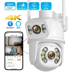 Caméra Wifi 8MP 4K PTZ, double objectif, double écran, détection humaine Ai, suivi automatique, caméra de Surveillance extérieure sans fil, application iCSee