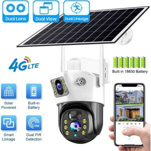 V380 double objectif Wifi 4G Sim caméra panneau solaire extérieur faible puissance caméra couleur Vision nocturne alarme PIR Audio bidirectionnel solaire CCTV caméra IP