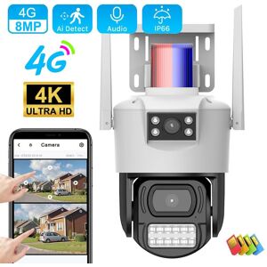 New 4G Camera SIM Card 4K 8MP Dual Lens WIFI IP Camera Outdoor IP66 Waterproof Two Way Audio AI Human Track Security Protection