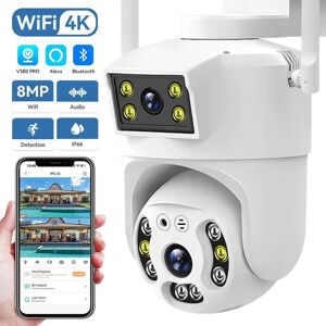 8MP 4K double objectif Wifi PTZ caméra maison intelligente Vision nocturne double écran extérieur 6MP Protection de sécurité CCTV caméra IP V380 Pro APP