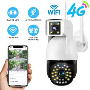 New 4G WiFi IP Camera PTZ Outdoor Waterproof Camera Dual Lens Auto Tracking Smart Home Security Protection CCTV Network Webcam V380