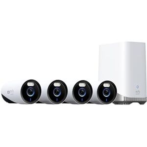 eufy Security eufyCam E330 (Pro) kit 4 cam, caméra de sécurité extérieure 4K, Enregistrement 24h/24 et 7j/7, Plug-in, NVR Wi-FI, Disque Dur 1 to, 10 Can, Stockage Local, sans Frais - Publicité