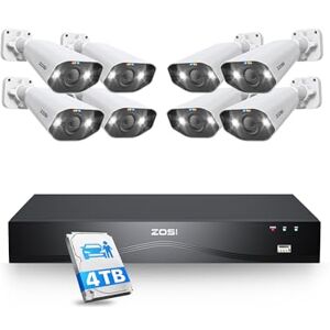 ZOSI 24CH 4K Kit Caméra Surveillance Extérieure PoE, NVR 16 Ports 24CH 8MP avec 4TB HDD Détection de Visage Personne Véhicule, Audio Bidirectionnelle, Sirène Lumière et Son, Enregistrement 24/7 - Publicité