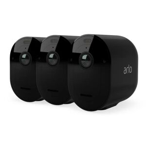 Arlo Pro 4 Camera Surveillance WiFi Exterieure Sans Fil, 2K HDR, 160° Vision Nocturne Couleur, Sirène, Détection De Mouvement, Audio Bidirectionnel, Essai  Secure inclus, Kit 3 Caméras, Noir - Publicité