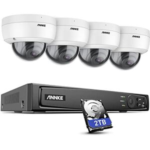 ANNKE H800 8MP 4K Ultra HD PoE Système de Caméras de Sécurité, NVR H.265+ avec 4 Caméras Dome 4K, Détection des Personnes et des Véhicules, Étanche IP67, Résistant au Vandalisme IK10, Audio - Publicité