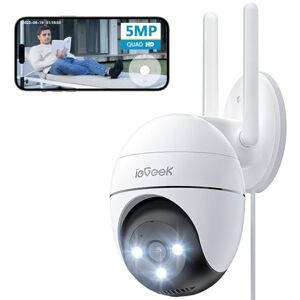 ieGeek 5MP 360° Camera Surveillance WiFi Extérieure, PTZ Caméra IP Exterieur avec 24/7 Enregistrement, Vision Nocturne Couleur, Détection Humaine, Audio Bidirectionnel, Sirène et Alarme Lumineuse - Publicité