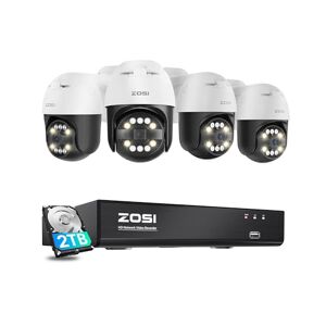 ZOSI 4K PoE Kit Camera Surveillance Extérieure 8MP avec Détection de Personne Véhicule, Caméra IP PT 355°/140°, NVR 8CH 2 to HDD, Auto Suivi, Spotlight et Sirène, Enregistrement 24/7 - Publicité