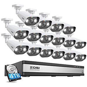 ZOSI 4K PoE Kit Caméra de Surveillance, 16pcs 8MP Caméra + 16CH 4K NVR avec HDD de 4 to, Vision Nocturne Couleur, Audio Bidirectionnel, Détection Humaine AI, Accès à Distance, Enregistrement 24/ - Publicité