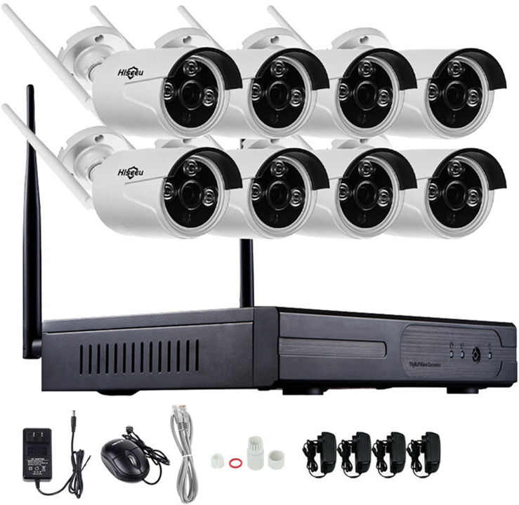 INSMA Kit Hiseeu 1080P Cctv Sans Fil 8Ch Nvr Exterieur Ir Vision Nocturne Ip Ip