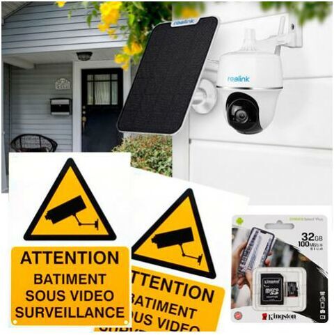 ULTRA SECURE Pack caméra Reolink Argus PT + panneau solaire + accessoires - autonome IP WIFI