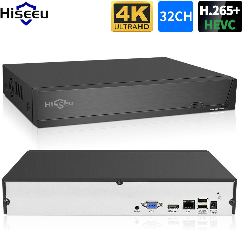 Hiseeu 4K 32CH NVR pour la sécurité CCTV Surveillance caméra IP H.265+ 5MP DVR Enregistreur vidéo réseau Audio ONVIF Hum