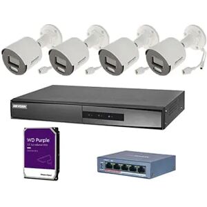 Hikvision Kit DS-7627VU 4 Telecamere IP Colorvu, Kit Videosorveglianza con Nvr 4 Canali