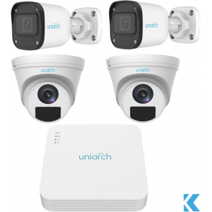 Kit videosorveglianza uniarch kit-104ls-b2-t2 4 canali poe ultra 26...