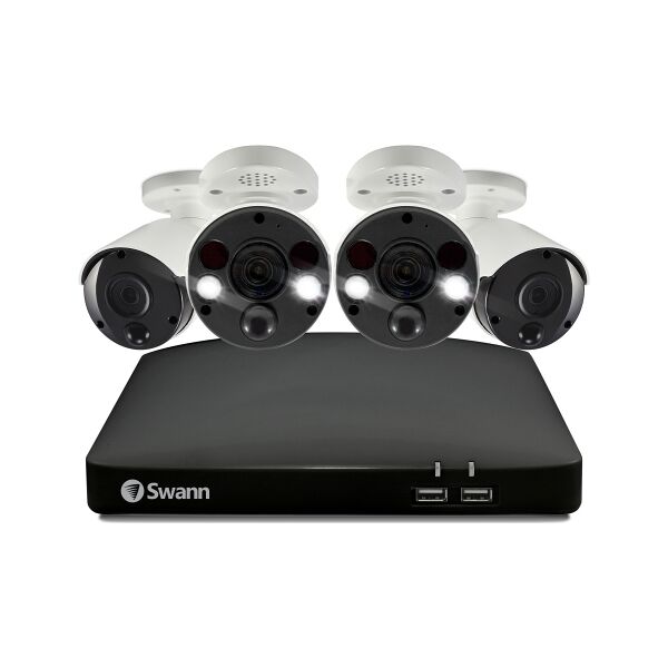 swann swnvk-887802b2fb-eu kit di 4 telecamere videosorveglianza ip camera wifi da esterno 3840 x 2160 pixel registratore incluso 2000 gb ip 66 - swnvk-887802b2fb-eu