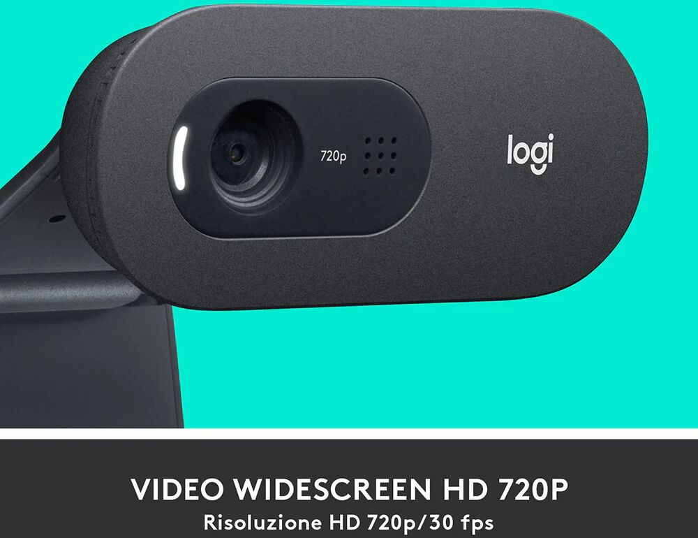 Logitech C505 Webcam HD - Videocamera USB Esterna 720p HD per Desktop o Laptop con Microfono a Lunga Portata, Compatibile con PC o Mac