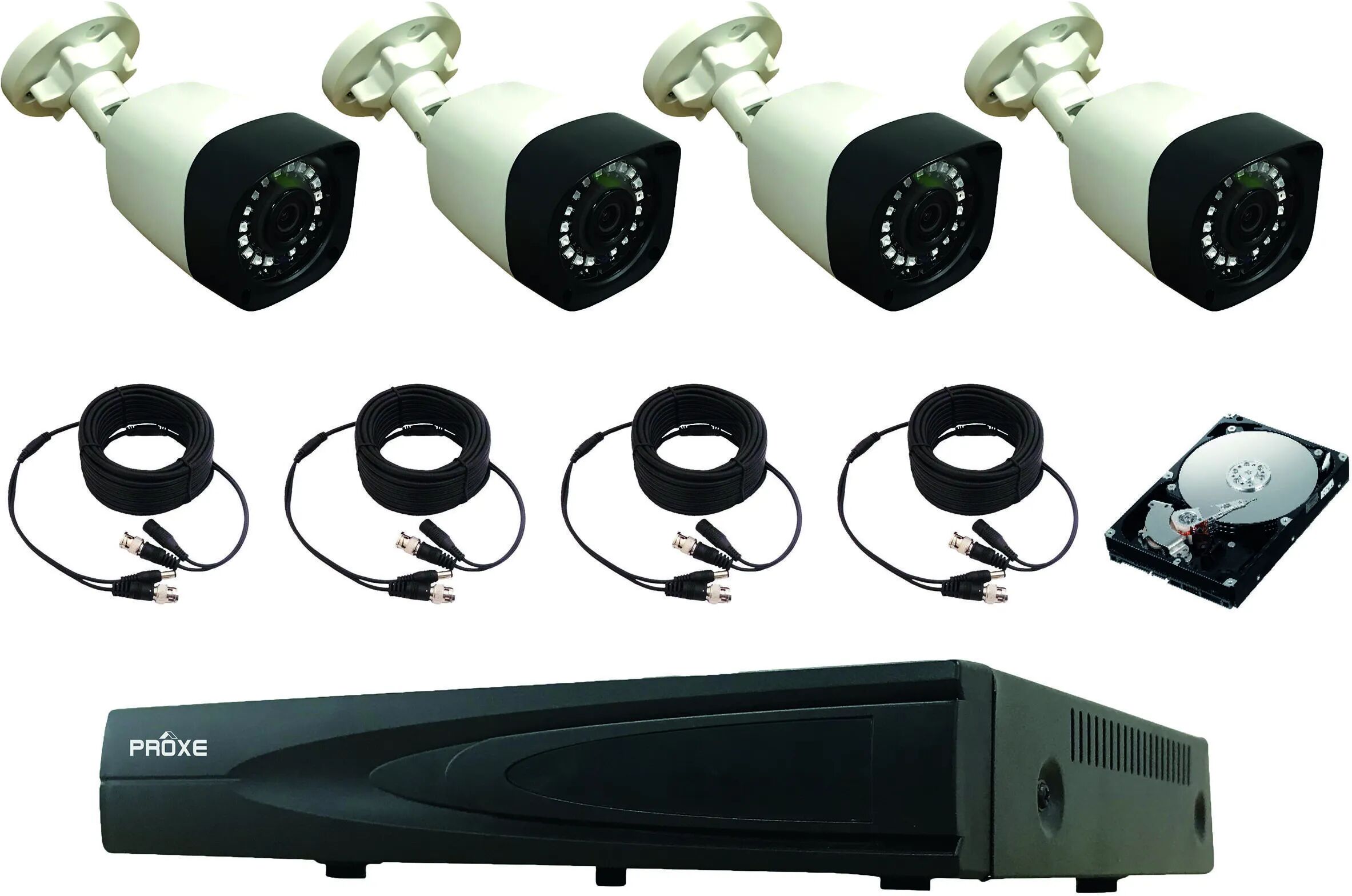 Proxe KIT HVR  4 TELECAMERE 4 Mpx HD 1TB 4 CAVI BNC DA 10 m COMPRESI