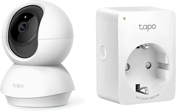 Tp-link pack tapo c200 câmara de segurança ip 360º wifi + tapo p100 tomada inteligente wifi