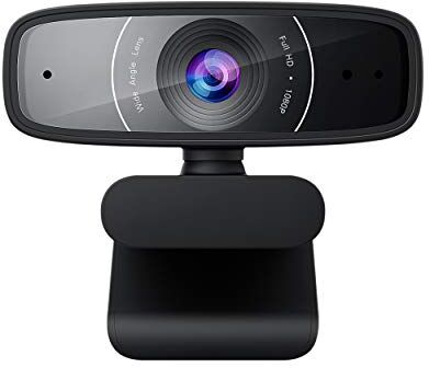 90YH0340-B2UA00 ASUS Webcam C3 Full HD USB-kamera (1080p-upplösning, 30 FPS, beamformningsmikrofon, 360 roterande mekanism, kompatibel med Skype, lag och zoom)