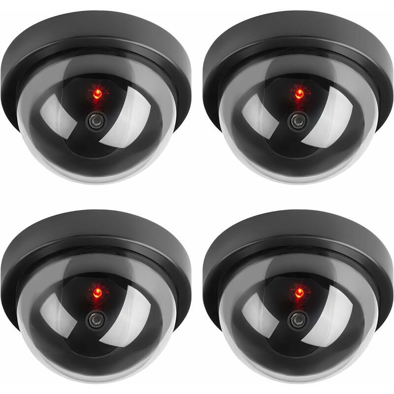 Dummy Cameras, Fake Security cctv Dome Camera with led Flashing Light for Business Stores Home, Indoor Outdoor Use (4 Pack) Groofoo