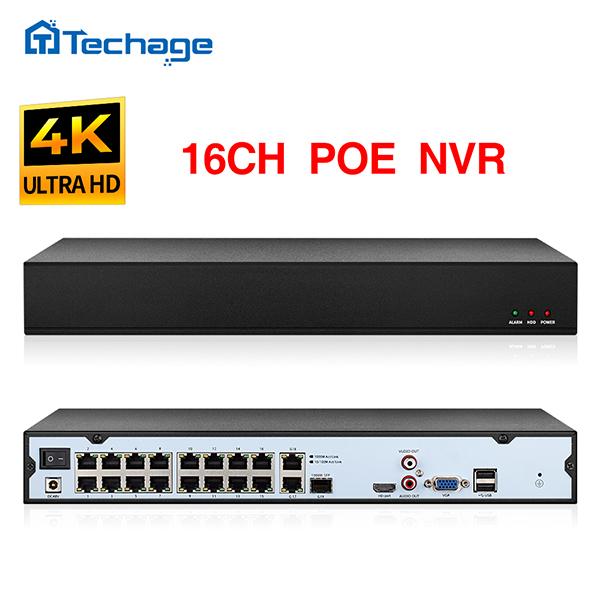 Techage H.265 16CH 4K 5MP 3MP 2MP 1080P POE NVR Face Detection Remote Access Video Recorder for CCTV Security Camera System P2P