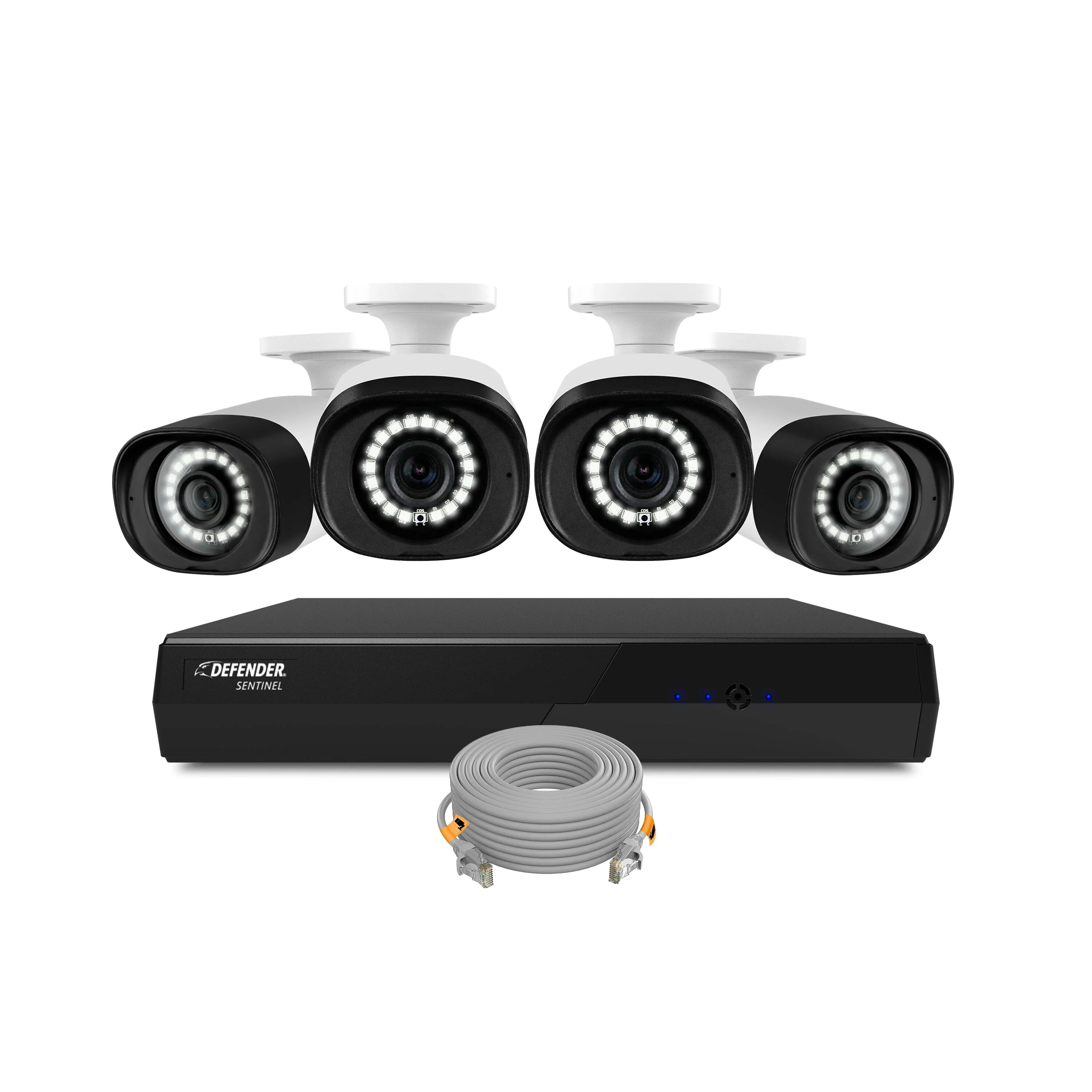 Defender Cameras EXCLUSIVE BUNDLE: Sentinel 4K Ultra HD Wired 8 Channel POE NVR Security System / 4 Cameras