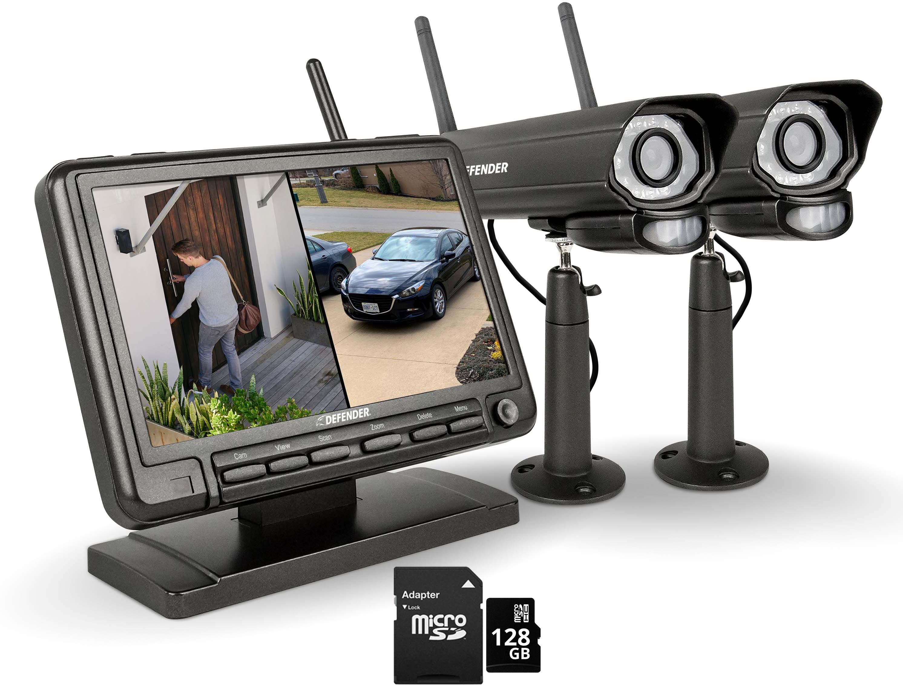 Defender Cameras EXCLUSIVE BUNDLE: PhoenixM2 Non-WiFi. Plug-In Power Security System / 2 Metal Cameras