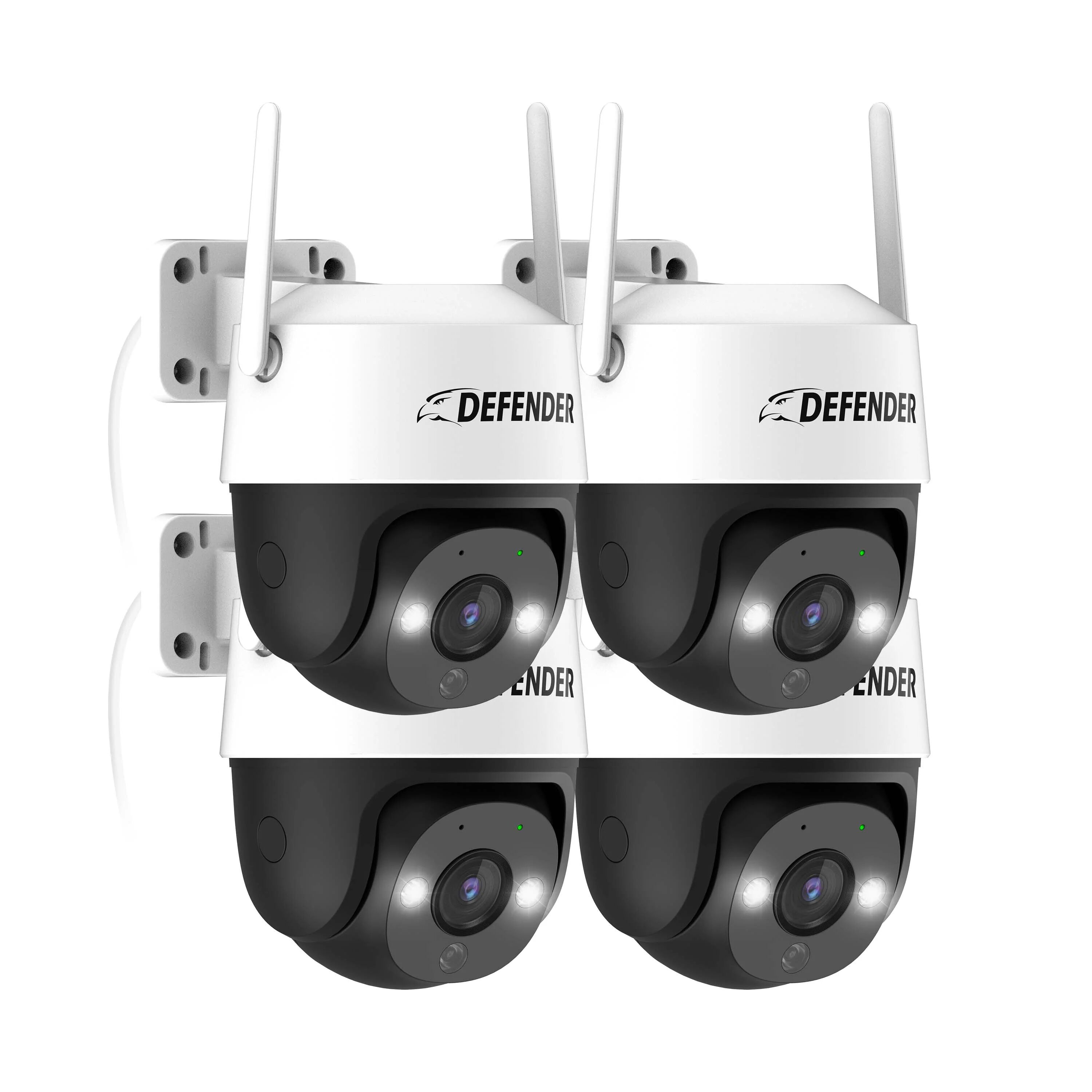 Defender Cameras Guard Pro PTZ 2K QHD 360 Degree Wi-Fi Outdoor Plug-In Power Security Camera / 4 Pack