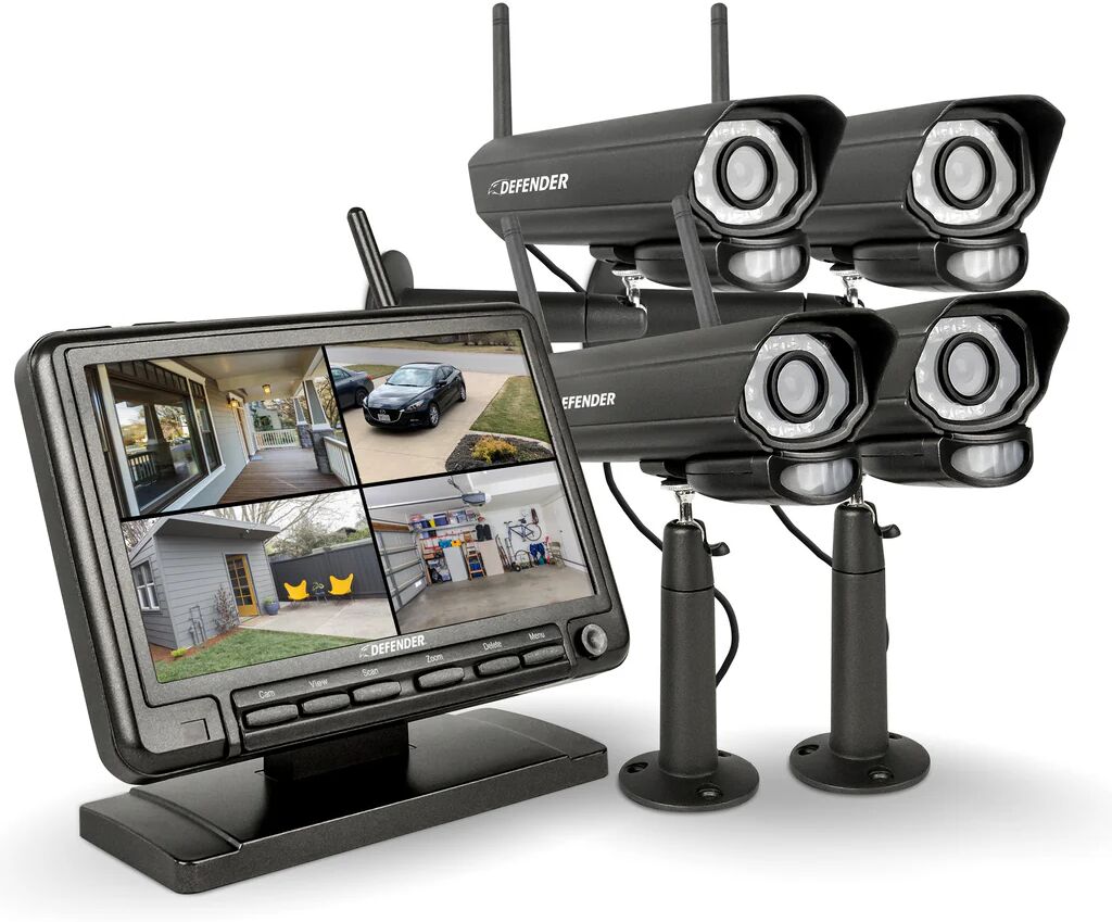 Defender Cameras EXCLUSIVE BUNDLE: PhoenixM2 Non-WiFi. Plug-In Power Security System / 4 Metal Cameras