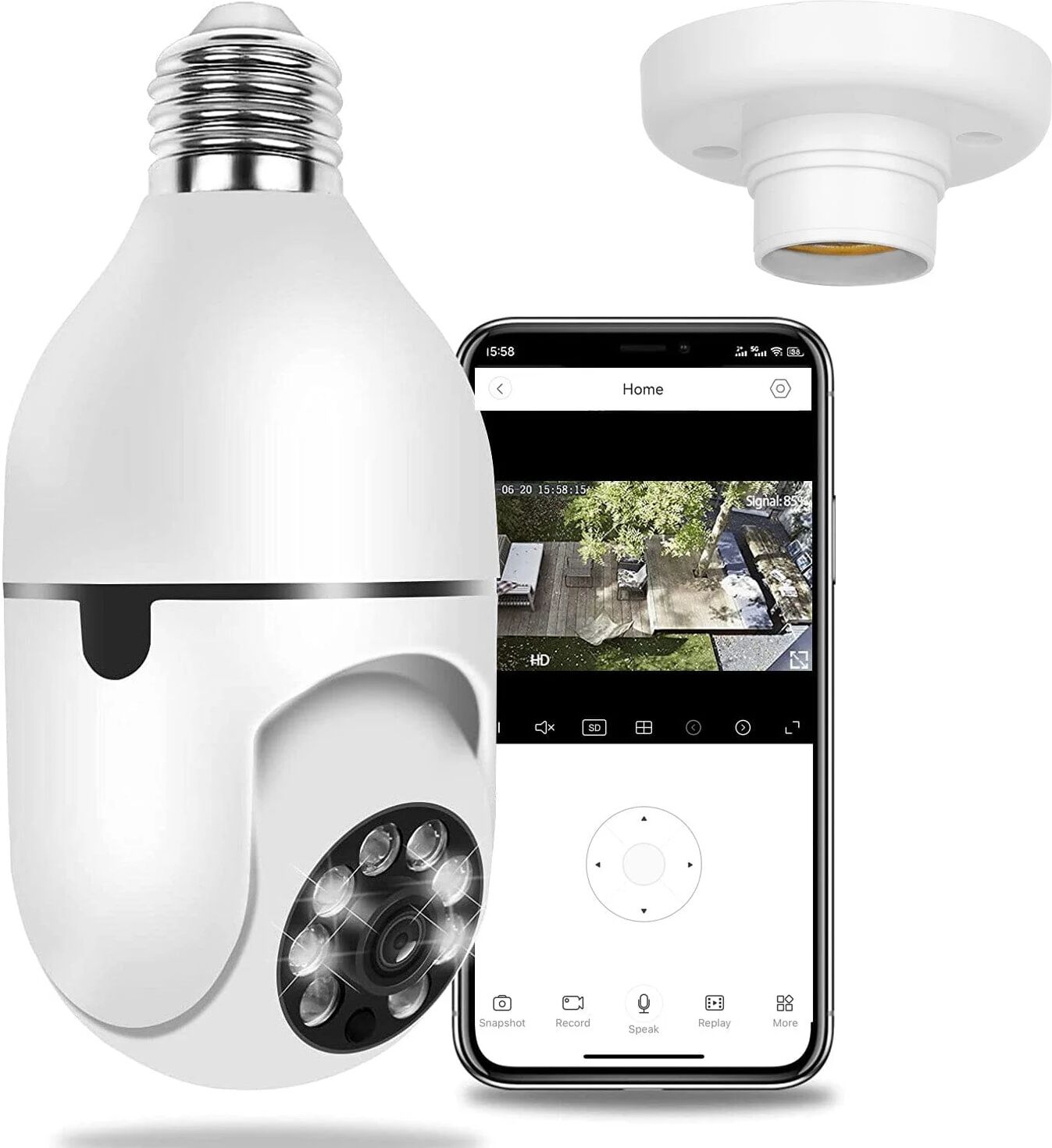 DailySale E27 WiFi Bulb Camera 1080P FHD WiFi IP Pan Tilt Security Surveillance Camera