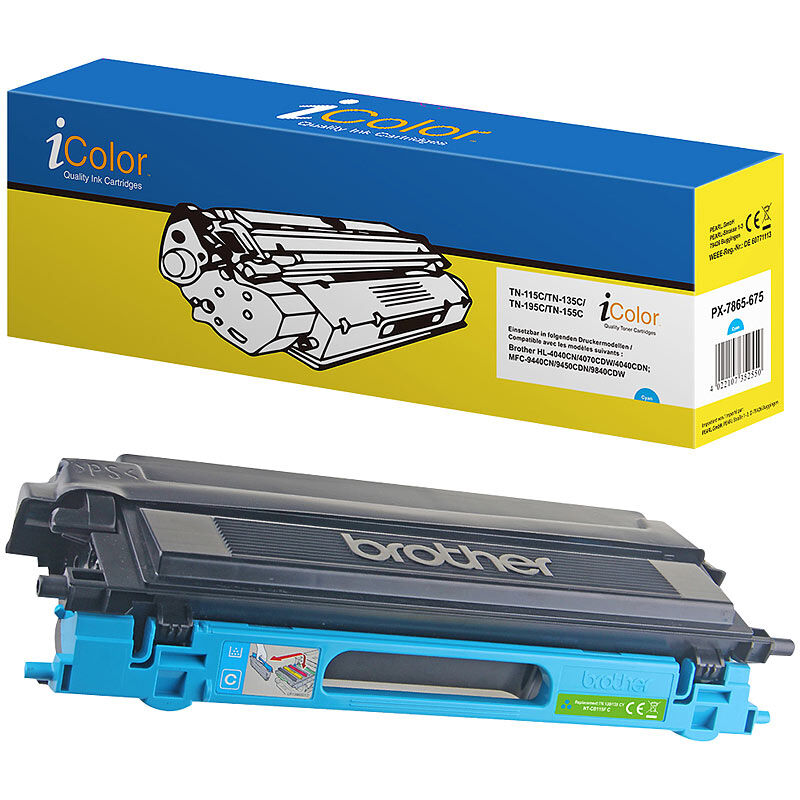 recycled / rebuilt by iColor Brother TN-135C Toner- Rebuilt- cyan