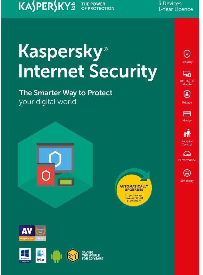 Kaspersky Internet Security til 3 brugere i 1 år