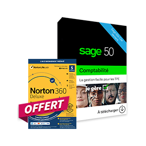 Sage 50 Comptabilité Standard - Formule Simply - 1 utilisateur - 3 SIRET - Renouvellement 1 an - Publicité