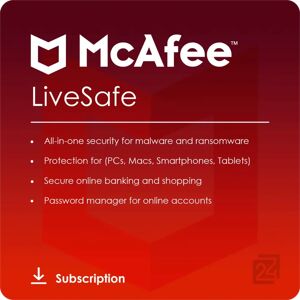 McAfee LiveSafe 2024 illimité Dispositifs 3 Ans