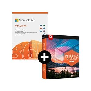 Microsoft 365 Personnel + InPixio Photo Studio 12 Pro - Abonnement 1 an - A télécharger - Publicité