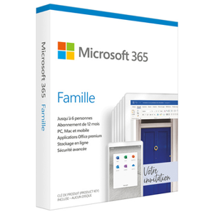 Microsoft 365 FAMILLE - 1 AN D'ABONNEMENT - 2 A 6 PERSONNES - Publicité