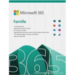 Microsoft 365 Famille   6 Utilisateurs   1 An ​  Pc/mac, Tablette/smartphone   Téléchargement