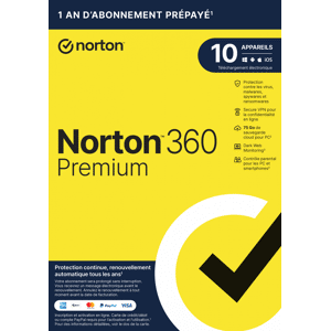 Symantec Norton 360 Premium 2024 - 10 Appareils 1 An - Abonnement Automatique