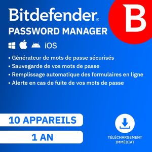 Bitdefender Password Manager 2024 10 Appareils 1 An