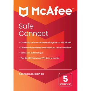 Mcafee Safe Connect (vpn) Premium 2024 5 Appareils 1 An