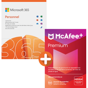 MCAFEE Microsoft 365 Personnel 2024 + Mcafee+ Premium Individuel 2024