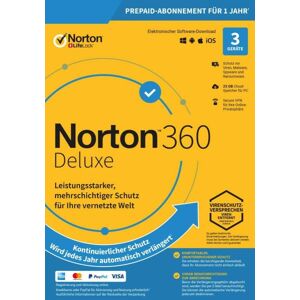 Symantec Norton 360 Deluxe 3 PC / 1 an 25GB - Aucun abonnement - Publicité