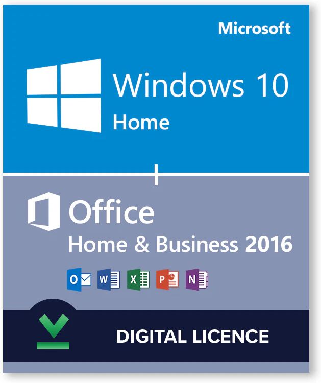 Microsoft Windows 10 Famille + Microsoft Office 2016 Famille et Petite Entreprise - Licence numérique - Logiciel en téléchargement