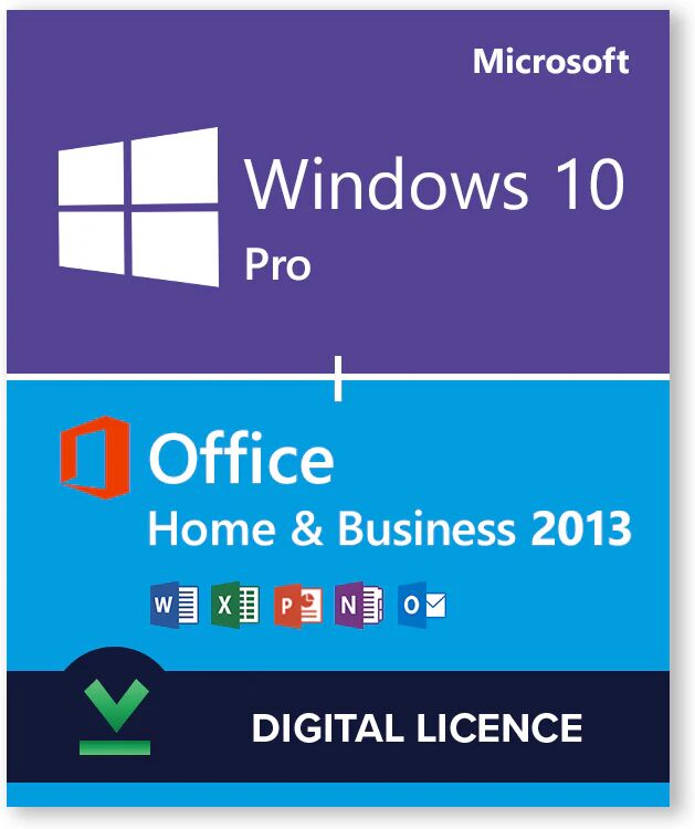 Microsoft Windows 10 Pro + Microsoft Office 2013 Famille et Petite Entreprise - Licence numérique - Logiciel en téléchargement