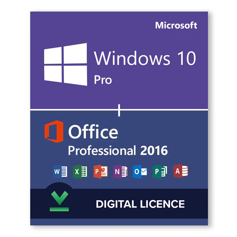 Microsoft Windows 10 Pro + Microsoft Office 2016 Pro - Licence numérique - Logiciel en téléchargement