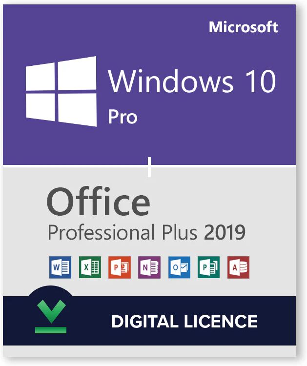 Microsoft Windows 10 Pro + Microsoft Office 2019 Pro Plus - Licence numérique - Logiciel en téléchargement