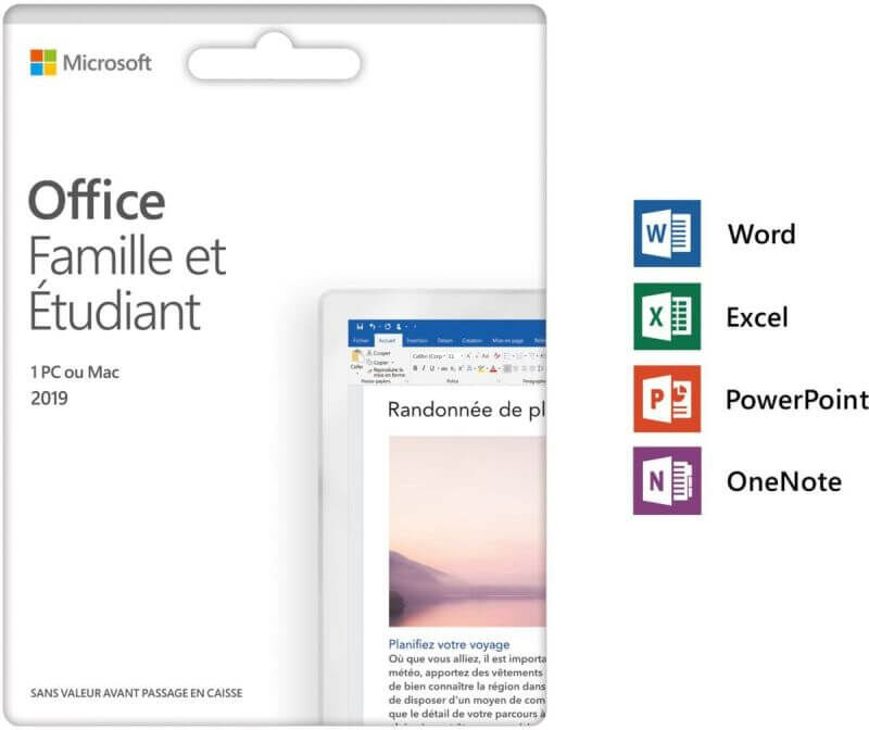 Microsoft Pack Office Famille Et Étudiant 2019